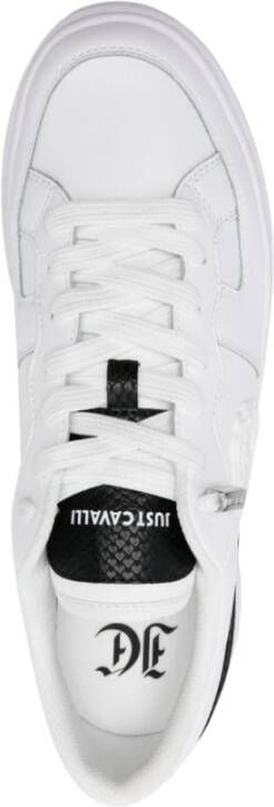 Just Cavalli Witte Leren Python Sneakers White Heren