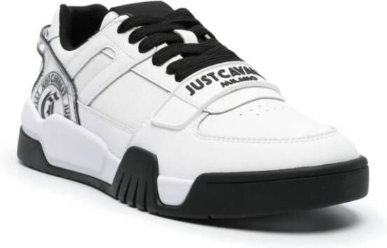 Just Cavalli Witte Sneakers met Korrelig Leer White Heren