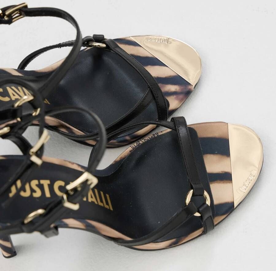 Just Cavalli Zebra Print Sandalen met Gouden Details