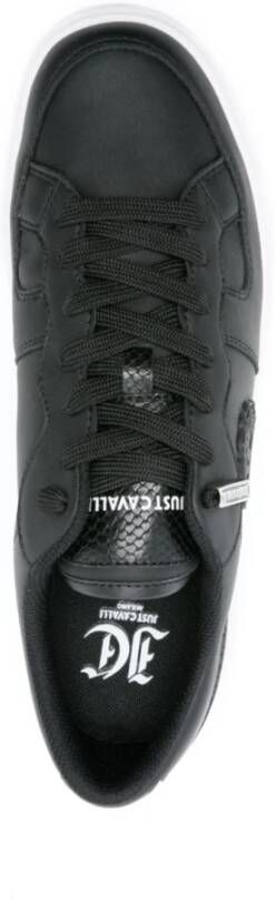 Just Cavalli Zwarte Leren Python Sneakers Black Heren