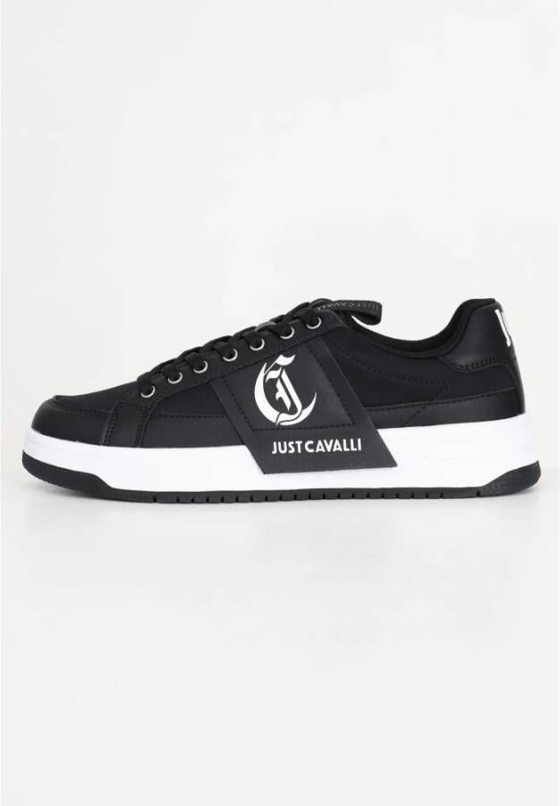 Just Cavalli Zwarte Sneakers met Witte Details Black Heren