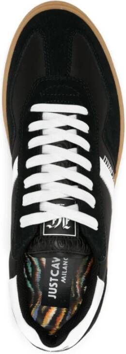Just Cavalli Zwarte Sneakers Nylon Suède Leer Black Heren