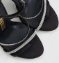 Just Cavalli Zwarte Swarovski Sandalen met Gouden Logo - Thumbnail 2