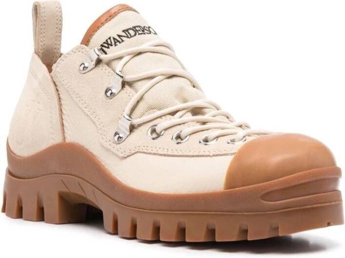 JW Anderson Beige Leren Veterschoenen Enkellaarzen Beige Dames