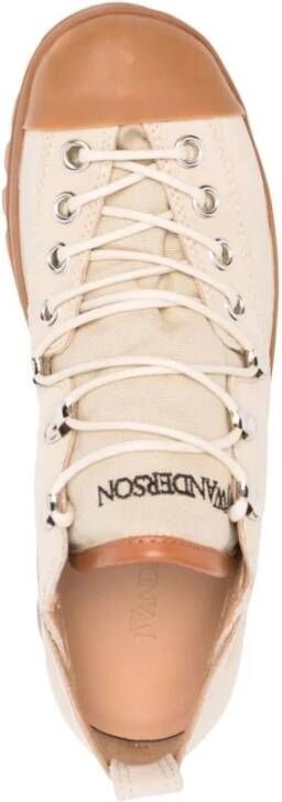 JW Anderson Beige Leren Veterschoenen Enkellaarzen Beige Dames