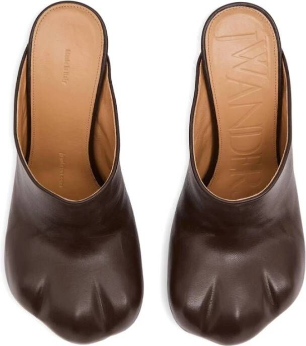 JW Anderson Bruin Leren Instap Blokhak Schoenen