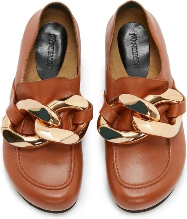 JW Anderson Casual Oranje Leren Loafers Orange Dames