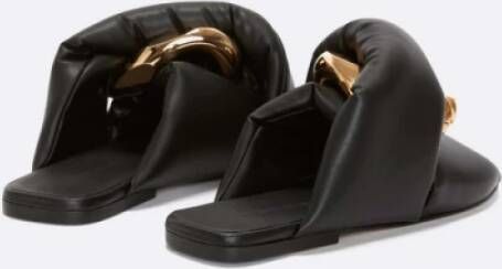 JW Anderson Gouden Chain Link Platte Sandalen Zwart Dames