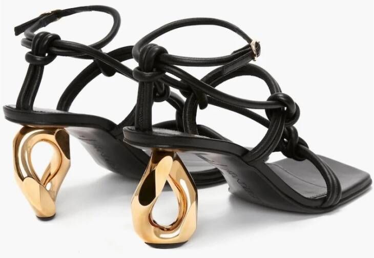 JW Anderson Gouden Ketting Hakband Sandaal Black Dames