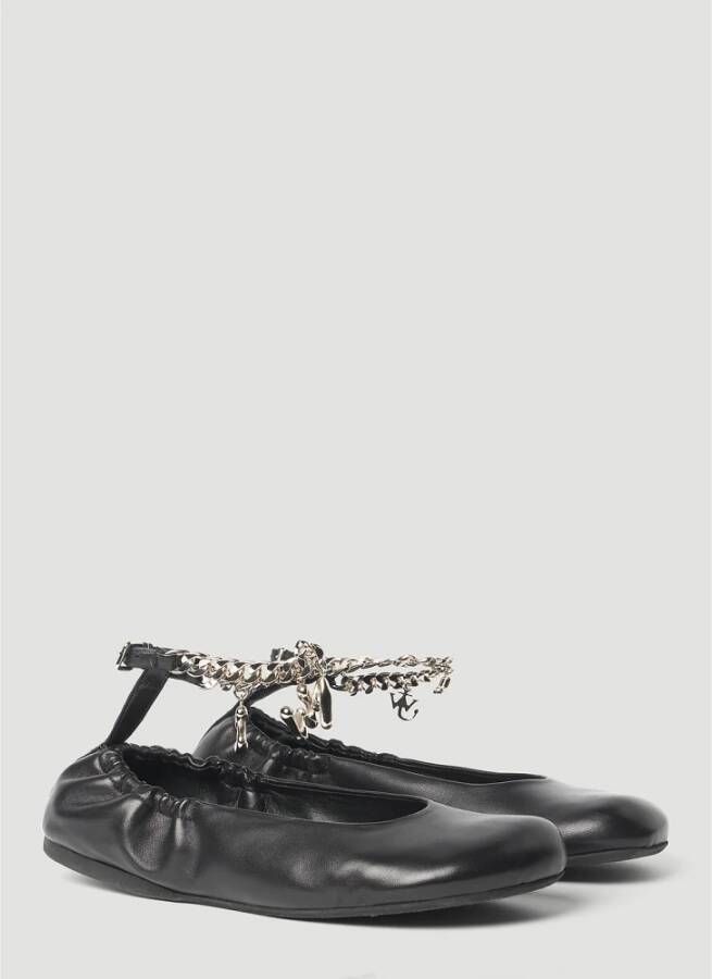 JW Anderson Leren ballerina schoenen met kettingdetail Zwart Dames