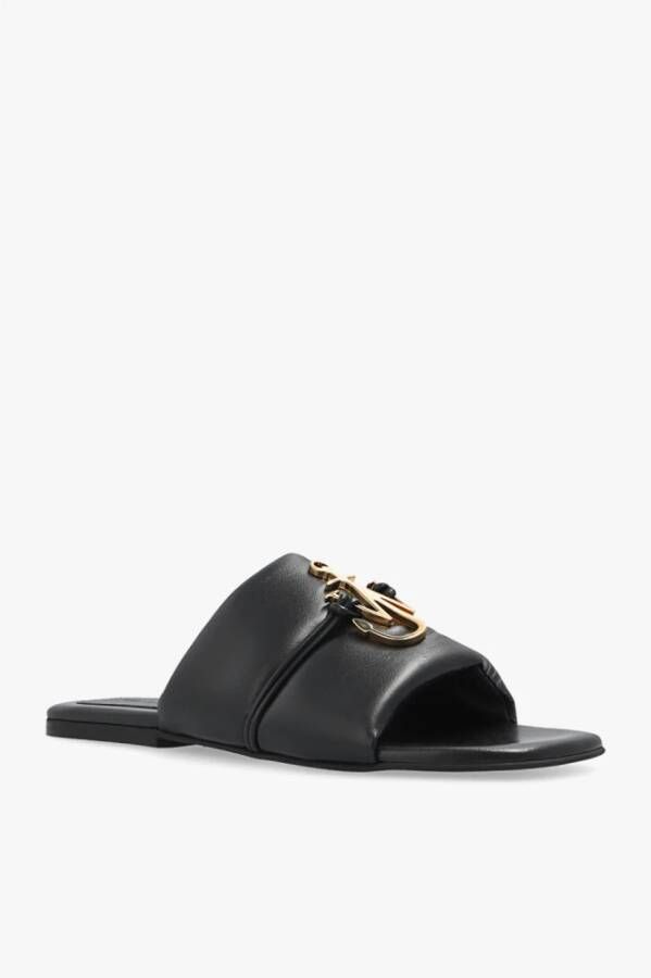 JW Anderson Leren slippers met logo Zwart Dames