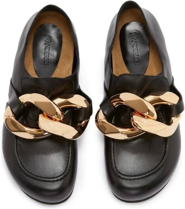 JW Anderson Zwarte Leren Casual Loafers Black Dames