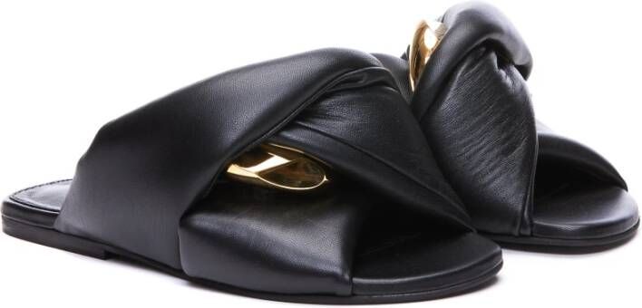 JW Anderson Zwarte platte sandalen met kettingdetail Zwart Dames