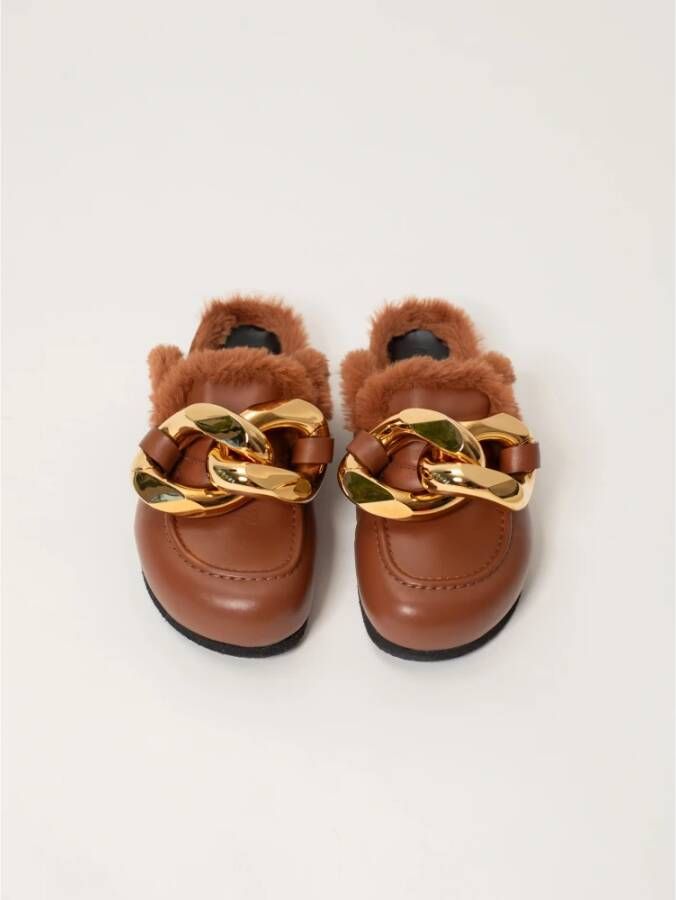 JW Anderson Gezellige Shearling Loafer Mules Aw22 Brown Dames