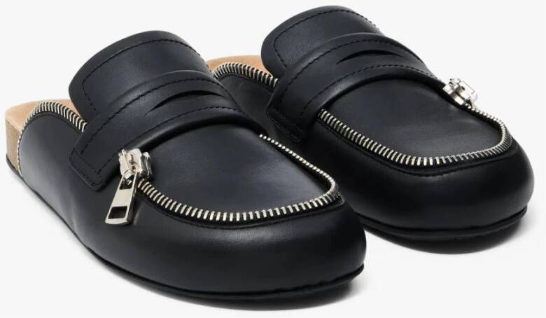 JW Anderson Zwarte leren biker loafer muilezels