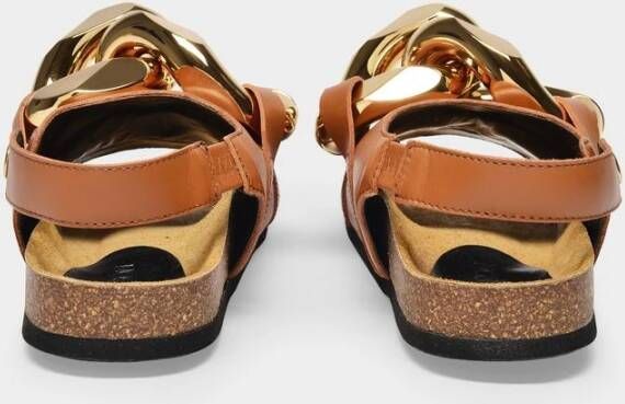 JW Anderson Zwarte Leren Ketting Sandalen Bruin Dames