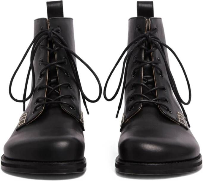JW Anderson Zwarte Leren Veterschoenen met Platte Zool