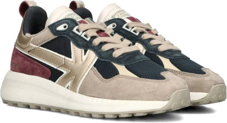 Kaotiko Blauwe Lage Leren Sneakers Detroit Glam