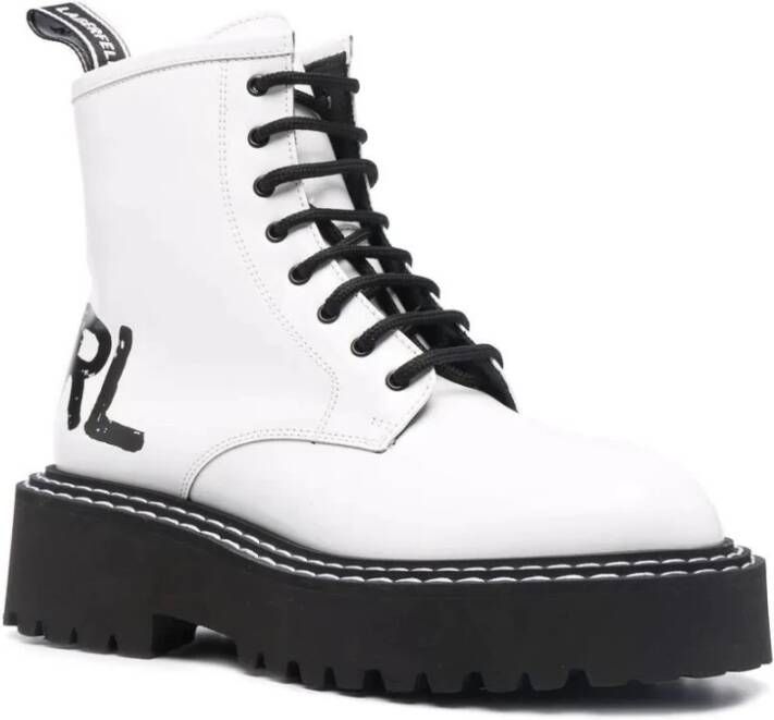 Karl Lagerfeld Witte Enkellaarzen Casual Gesloten Platte Schoenen White Dames