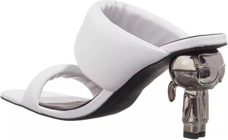 Karl Lagerfeld Witte Leren Blokhak Sandalen White Dames