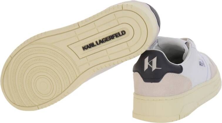 Karl Lagerfeld Witte Leren Lage Sneakers met Veters