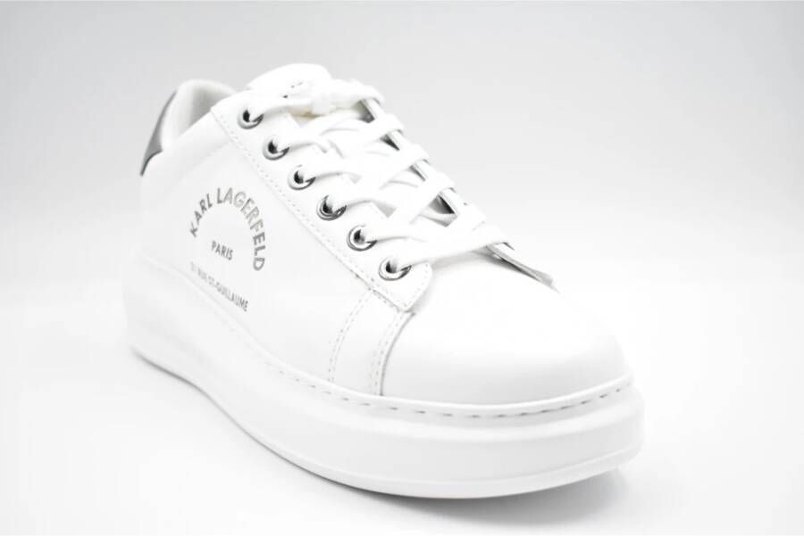 Karl Lagerfeld Witte Leren Platte Schoenen Zilver White Dames