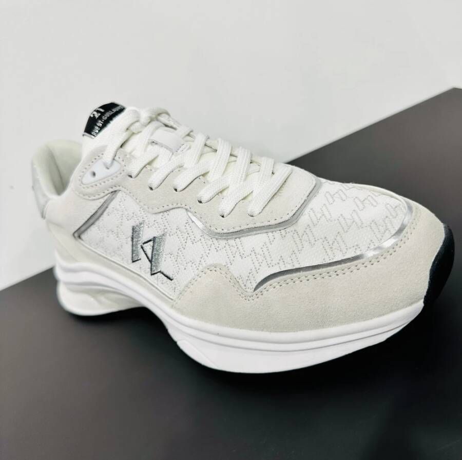 Karl Lagerfeld Witte Leren Sneakers Wit Heren