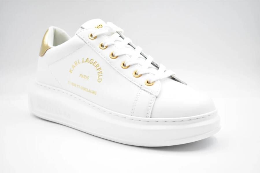 Karl Lagerfeld Witte Leren Veterschoenen White Dames