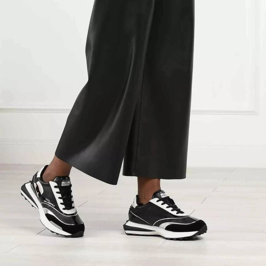 Karl Lagerfeld Zwarte Leren Suède Veterschoenen Black Dames