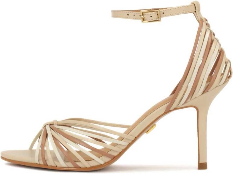 Kazar Beige en bruine sandalen met hak