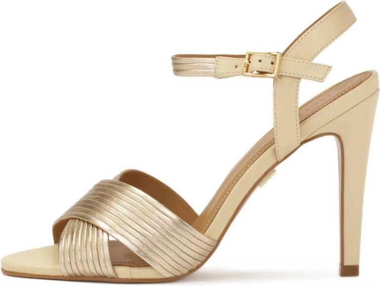 Kazar Beige en gouden sandalen met gekruiste bandjes