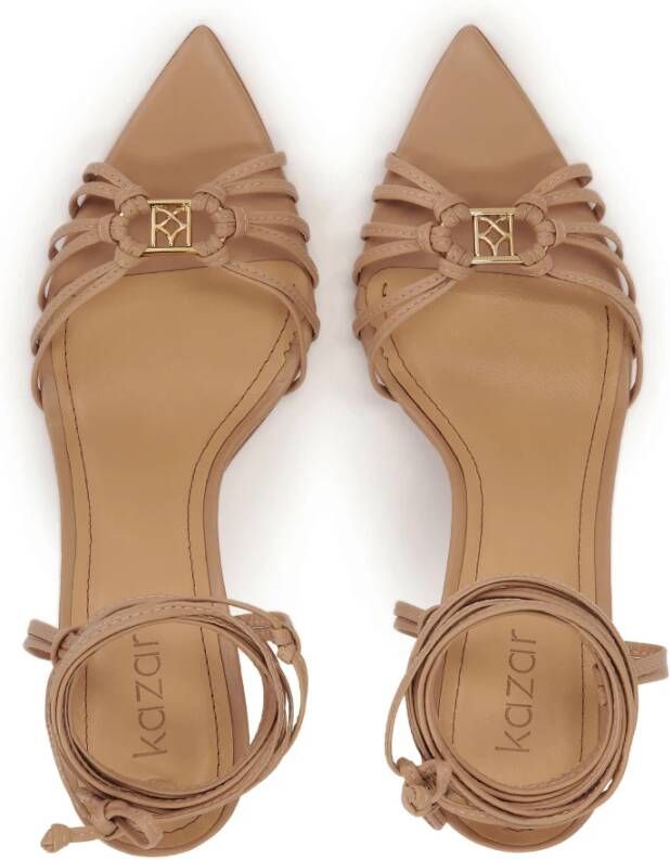 Kazar Beige hoge sandalen om de enkel gebonden