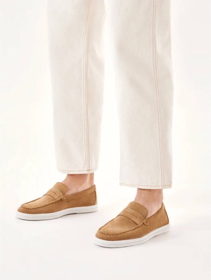 Kazar Beige instap sneakers op een witte zool Beige Heren
