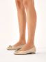 Kazar Beige leren ballerina's met bloem Beige Dames - Thumbnail 3