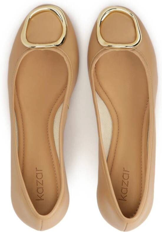 Kazar Beige leren ballerina's met metalen versiering Beige Dames
