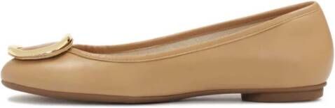 Kazar Beige leren ballerina's met metalen versiering Beige Dames