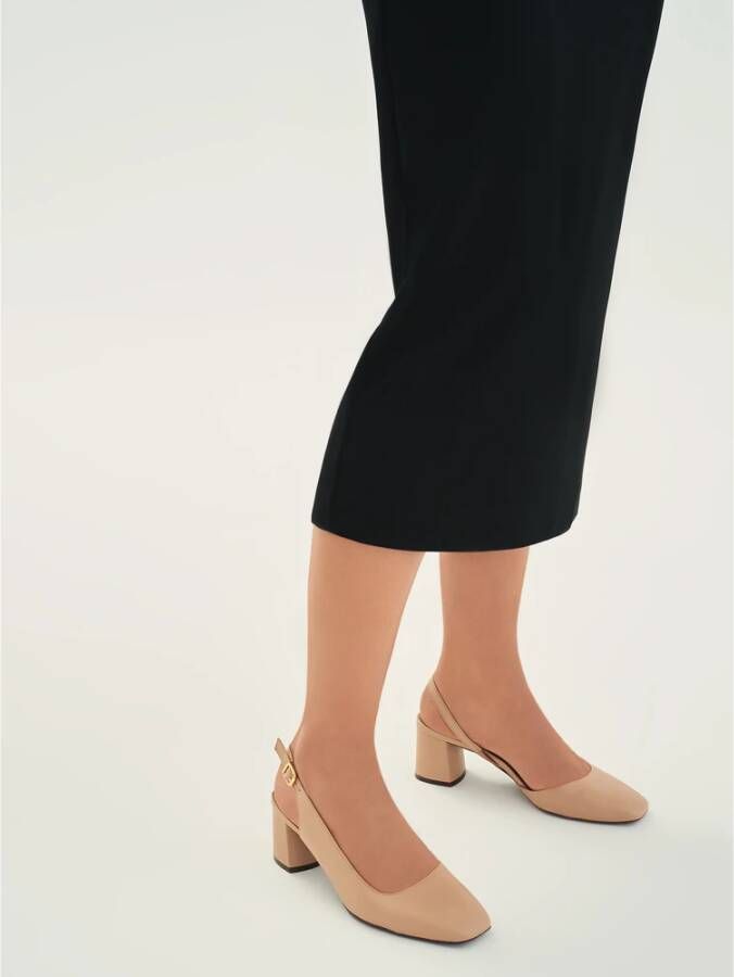 Kazar Beige leren pumps met onbedekte hiel en volle teen Beige Dames