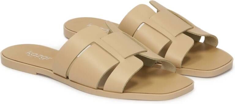 Kazar Beige leren slippers met een minimalistisch ontwerp