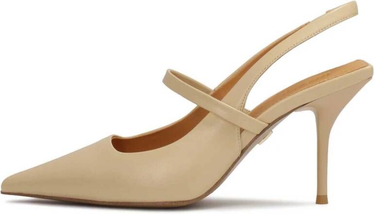 Kazar Beige pumps met open vierkante hak