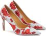 Kazar Blauwe denim pumps met rode bloemen Multicolor Dames - Thumbnail 2