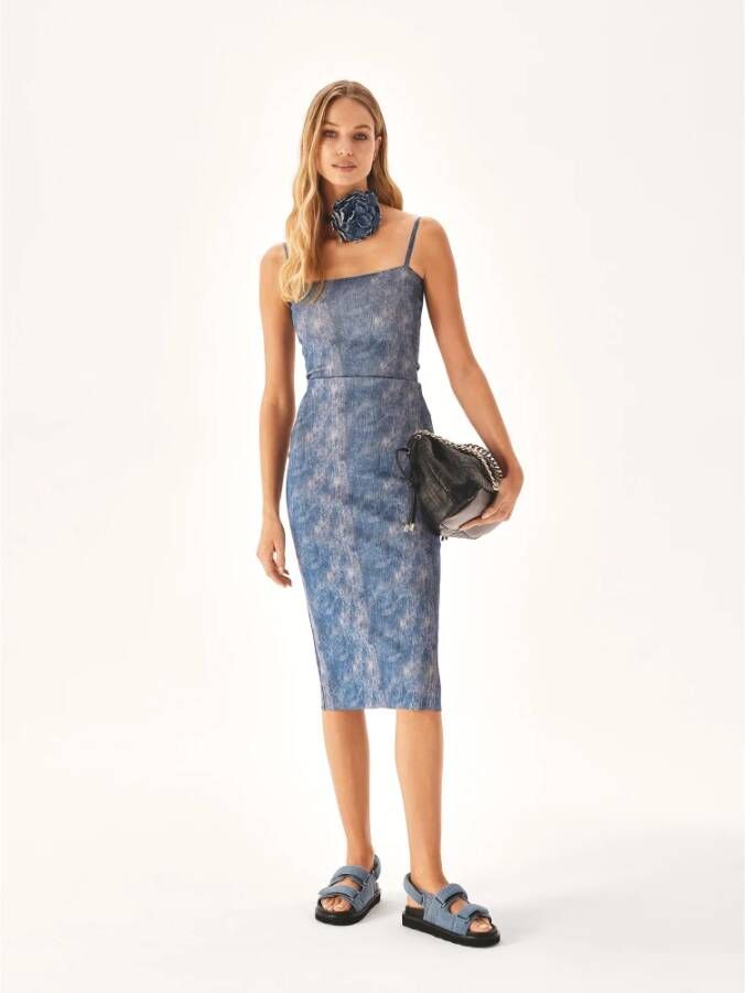 Kazar Blauwe denim stoffen sandalen met klittenbandsluiting Blue Dames