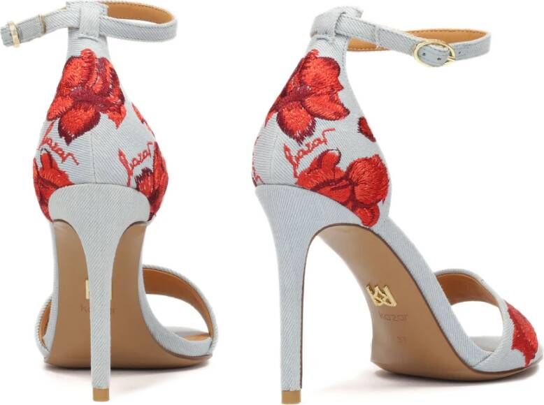 Kazar Blauwe sandalen met rode bloemen Multicolor Dames