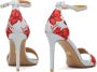 Kazar Blauwe sandalen met rode bloemen Multicolor Dames - Thumbnail 3