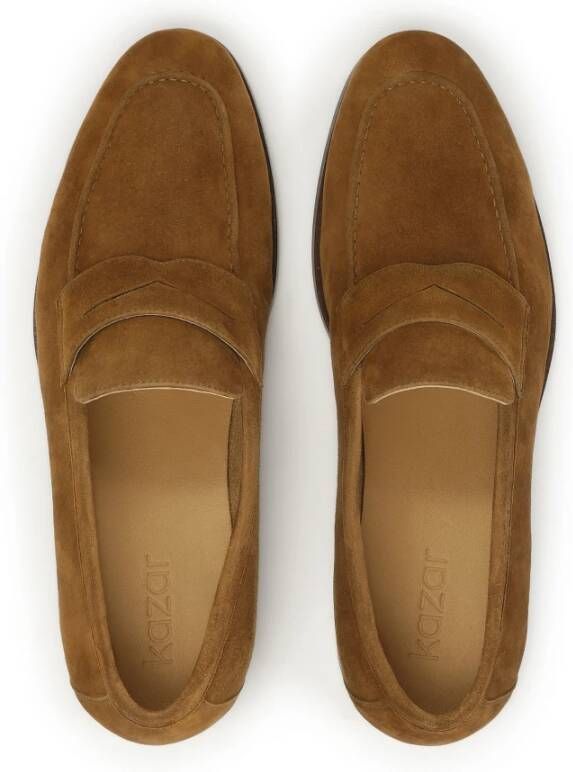 Kazar Bruin suède minimalistische loafers