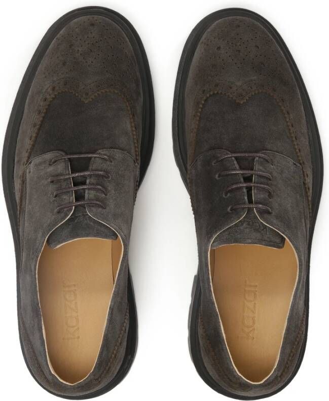 Kazar Bruine derby halfschoenen met rozetdecoratie