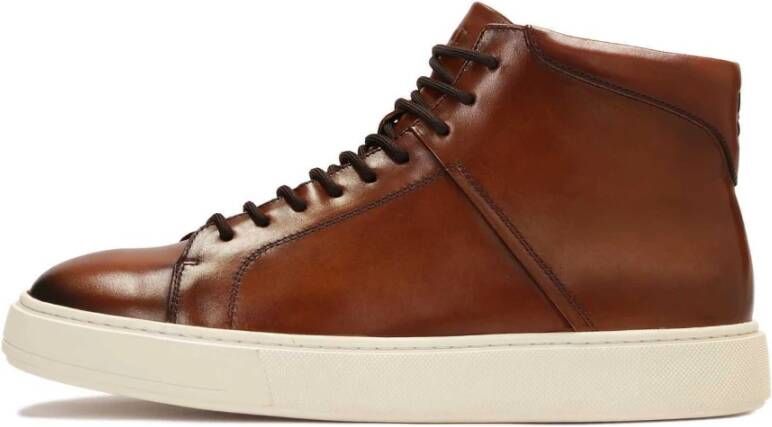Kazar Bruine hoge sneakers met binding