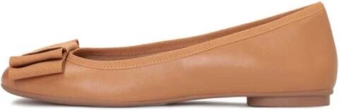 Kazar Bruine leren ballerina met strik Brown Dames