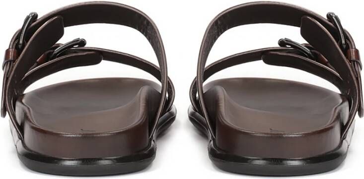 Kazar Bruine leren slippers met twee verstelbare banden Brown Heren