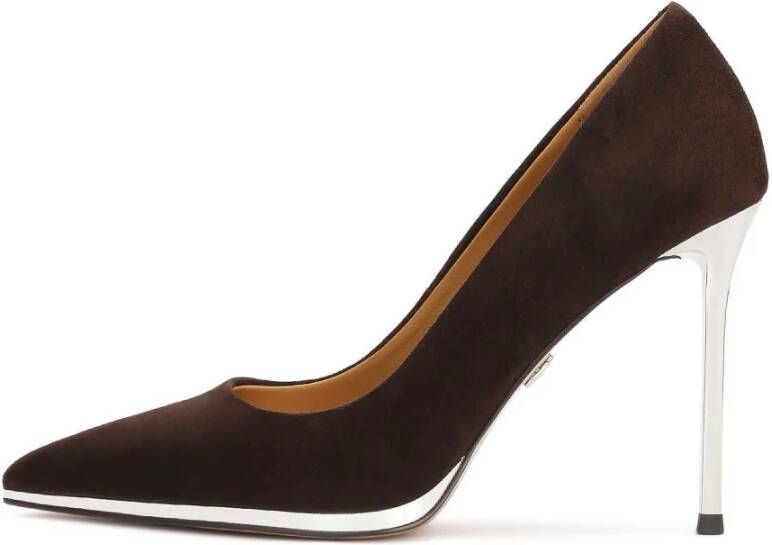 Kazar Bruine pumps met zilveren hak