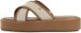 Kazar Bruine slippers in leer en canvas stof - Thumbnail 2